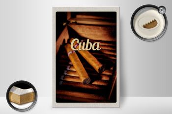 Panneau en bois voyage 20x30cm Cuba Caraïbes cigarette cubaine 2