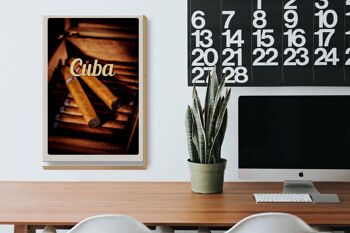 Panneau en bois voyage 20x30cm Cuba Caraïbes cigarette cubaine 3
