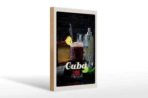 Holzschild Reise 20x30cm Cuba Karibik Urlaub Getränke Libre