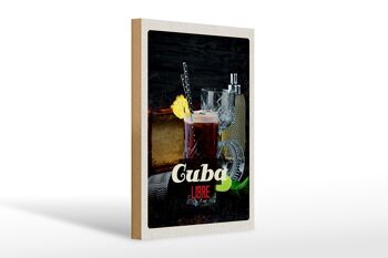 Panneau en bois voyage 20x30cm Cuba Caraïbes vacances boissons libre 1