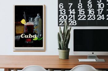 Panneau en bois voyage 20x30cm Cuba Caraïbes vacances boissons libre 3