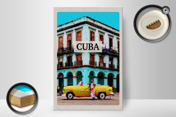 Panneau en bois voyage 20x30cm Cuba Caraïbes maison voiture vintage 2