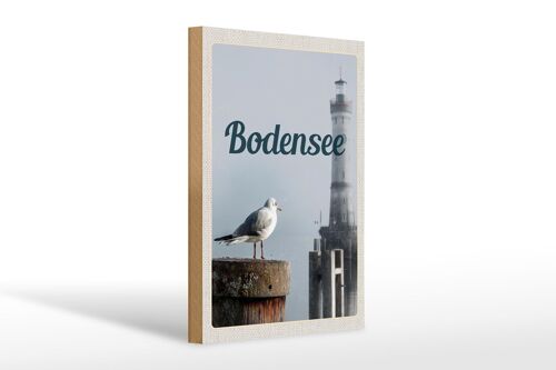 Holzschild Reise 20x30cm Bodensee Deutschland Leuchtturm