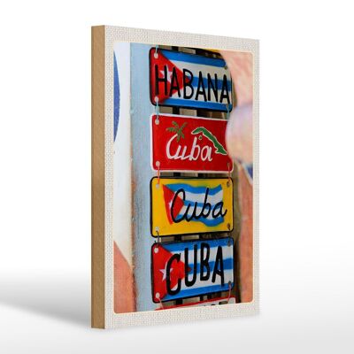 Cartel de madera viaje 20x30cm Cuba Caribe Habana destino de viaje