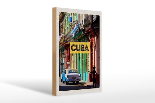 Holzschild Reise 20x30cm Cuba Karibik Oldtimer Haus Gasse