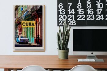 Panneau en bois voyage 20x30cm Cuba Caraïbes voiture vintage maison ruelle 3