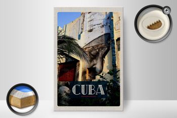 Panneau en bois voyage 20x30cm Cuba Caraïbes peinture sur mur de maison 2