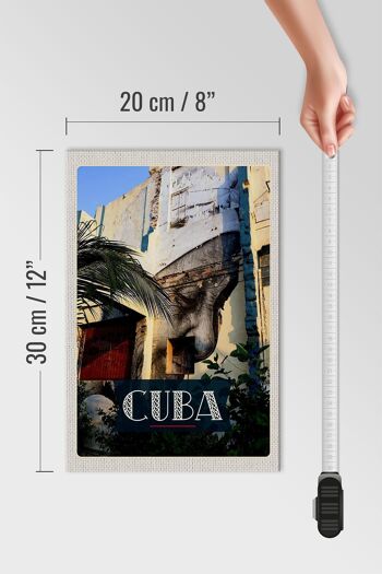 Panneau en bois voyage 20x30cm Cuba Caraïbes peinture sur mur de maison 4