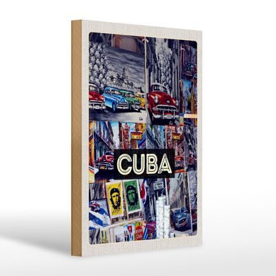 Cartel de madera viaje 20x30cm Cuba Caribe pintura ciudad libertad