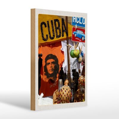 Cartello in legno da viaggio 20x30 cm Cuba Caraibi Che Guevara Havana