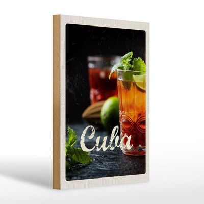 Holzschild Reise 20x30cm Cuba Karibik Cocktail Limette Minze