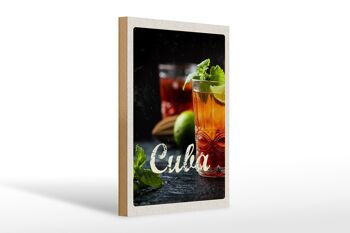 Panneau en bois voyage 20x30cm Cuba Caraïbes Cocktail Citron Vert Menthe 1