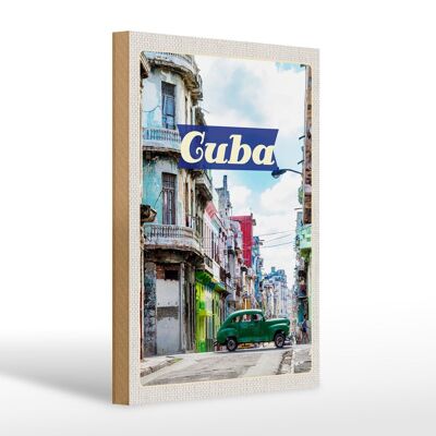 Cartel de madera viaje 20x30cm Cuba Caribe pintura vacaciones