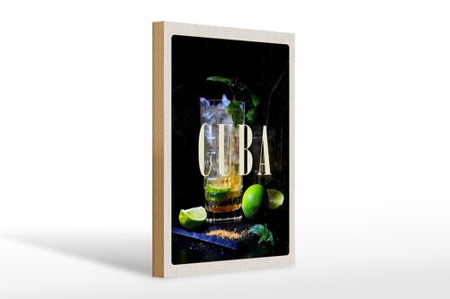Holzschild Reise 20x30cm Cuba Karibik Cocktail Limette woodensign