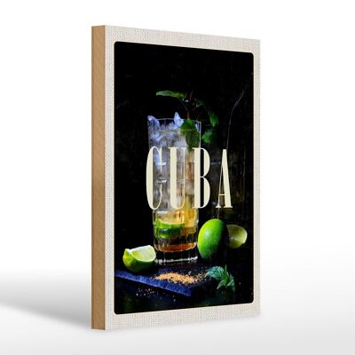 Cartello in legno da viaggio 20x30 cm Cuba Caribbean Cocktail Lime cartello in legno