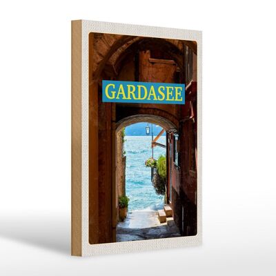 Cartello in legno da viaggio 20x30cm Lago di Garda Italia vacanza al lago estate