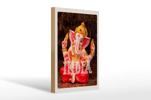 Holzschild Reise 20x30cm Indien Skulptur Ganesha Gott Hindu