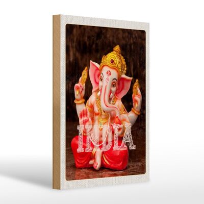 Cartel de madera viaje 20x30cm India escultura Ganesha Dios Hindú