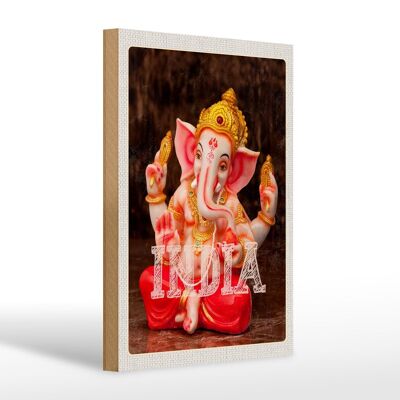 Wooden sign travel 20x30cm India sculpture Ganesha God Hindu