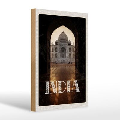 Cartello in legno da viaggio 20x30 cm India Tempio Induismo Nuova Delhi