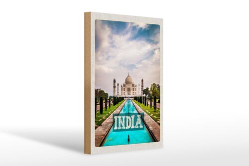 Holzschild Reise 20x30cm Indien Taj Mahal Moschee Agra Garten
