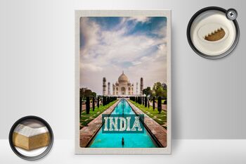 Panneau en bois voyage 20x30cm Inde Mosquée Taj Mahal Jardin Agra 2