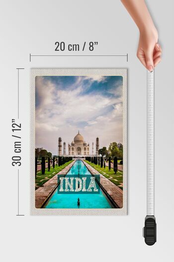 Panneau en bois voyage 20x30cm Inde Mosquée Taj Mahal Jardin Agra 4