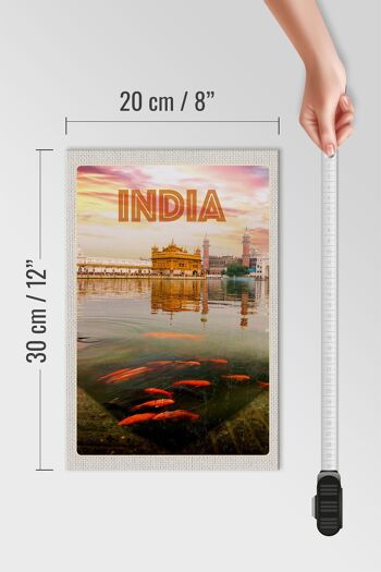Panneau en bois voyage 20x30cm Inde Temple Amritsar Holy Lake 4