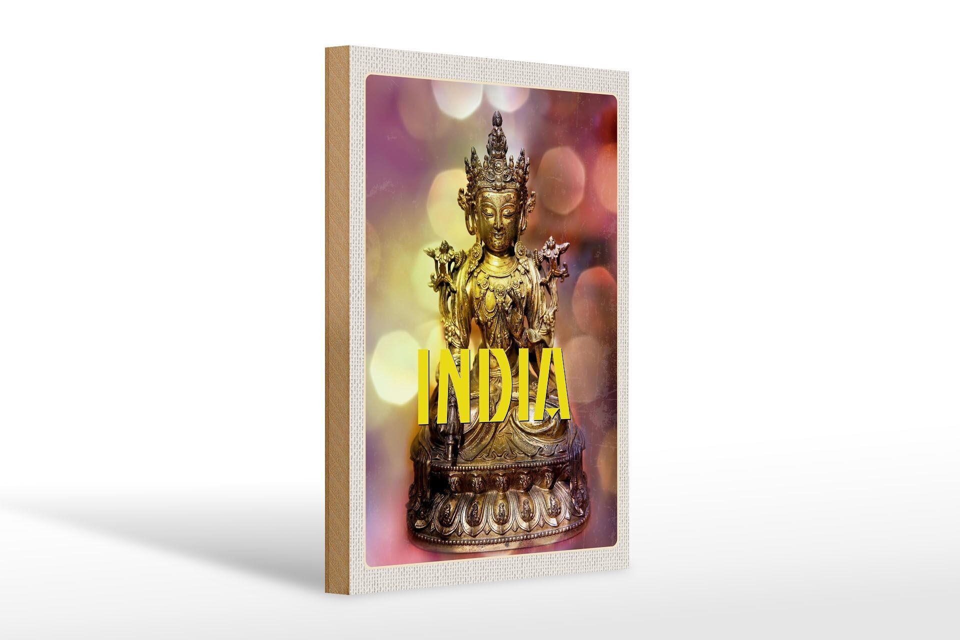 Cartello in legno da viaggio 20x30 cm Scultura India Buddista Götwooden