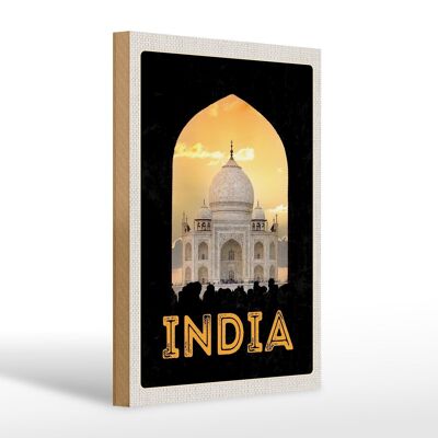 Cartello in legno da viaggio 20x30 cm India moschea bianca religione Islam