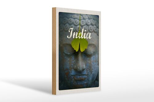 Holzschild Reise 20x30cm Indien Kopf Hindu Gott Blatt Gemälde