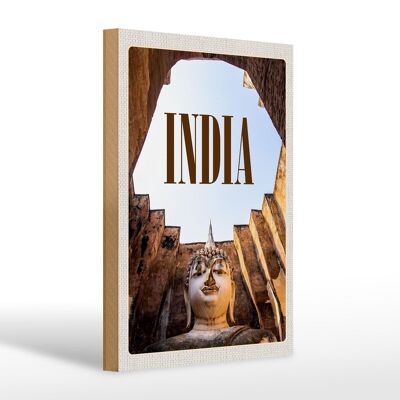 Cartel de madera viaje 20x30cm Escultura de lugares de interés de la India