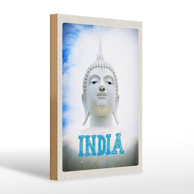 Cartel de madera viaje 20x30cm India religión hinduismo escultura