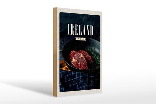 Holzschild Reise 20x30cm Irland Steak angebraten Pfeffer