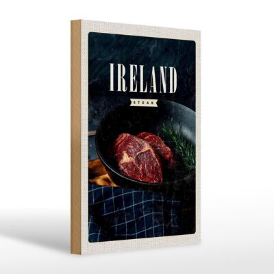 Holzschild Reise 20x30cm Irland Steak angebraten Pfeffer