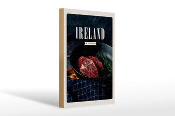 Panneau en bois voyage 20x30cm Irlande steak poivre frit 1