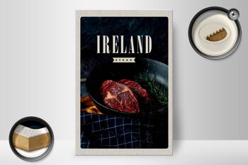 Panneau en bois voyage 20x30cm Irlande steak poivre frit 2