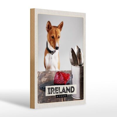 Cartel de madera viaje 20x30cm Irlanda Europa Steak Dog Island