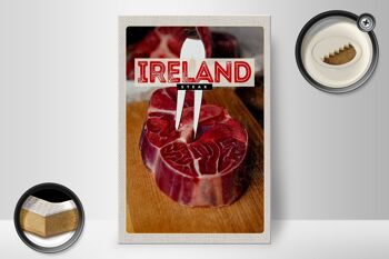 Panneau en bois voyage 20x30cm Irlande nourriture steak rouge viande 2