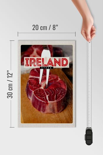 Panneau en bois voyage 20x30cm Irlande nourriture steak rouge viande 4