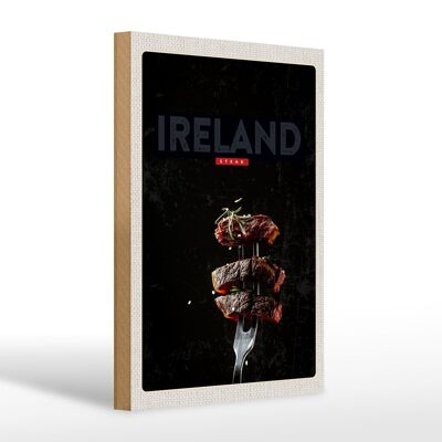 Holzschild Reise 20x30cm Irland Fleisch Steack Gabel