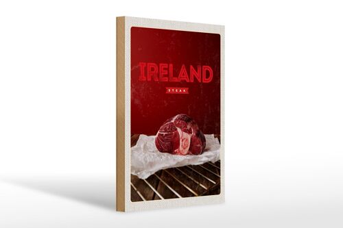 Holzschild Reise 20x30cm Irland bestes rotes Steak im Ofen