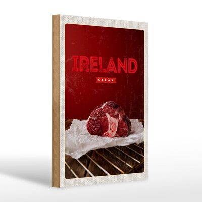 Holzschild Reise 20x30cm Irland bestes rotes Steak im Ofen