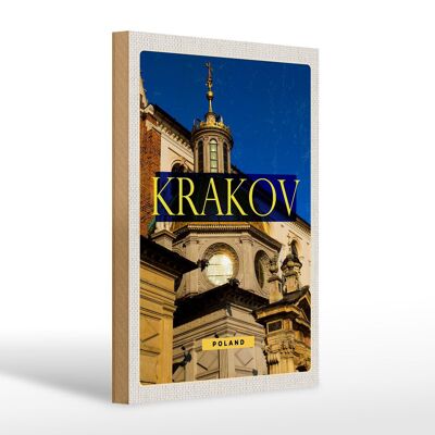 Panneau en bois voyage 20x30cm Cracovie monument voyage en Europe