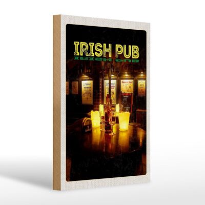 Panneau en bois voyage 20x30cm, Irlande, Pub irlandais, vin, alcool