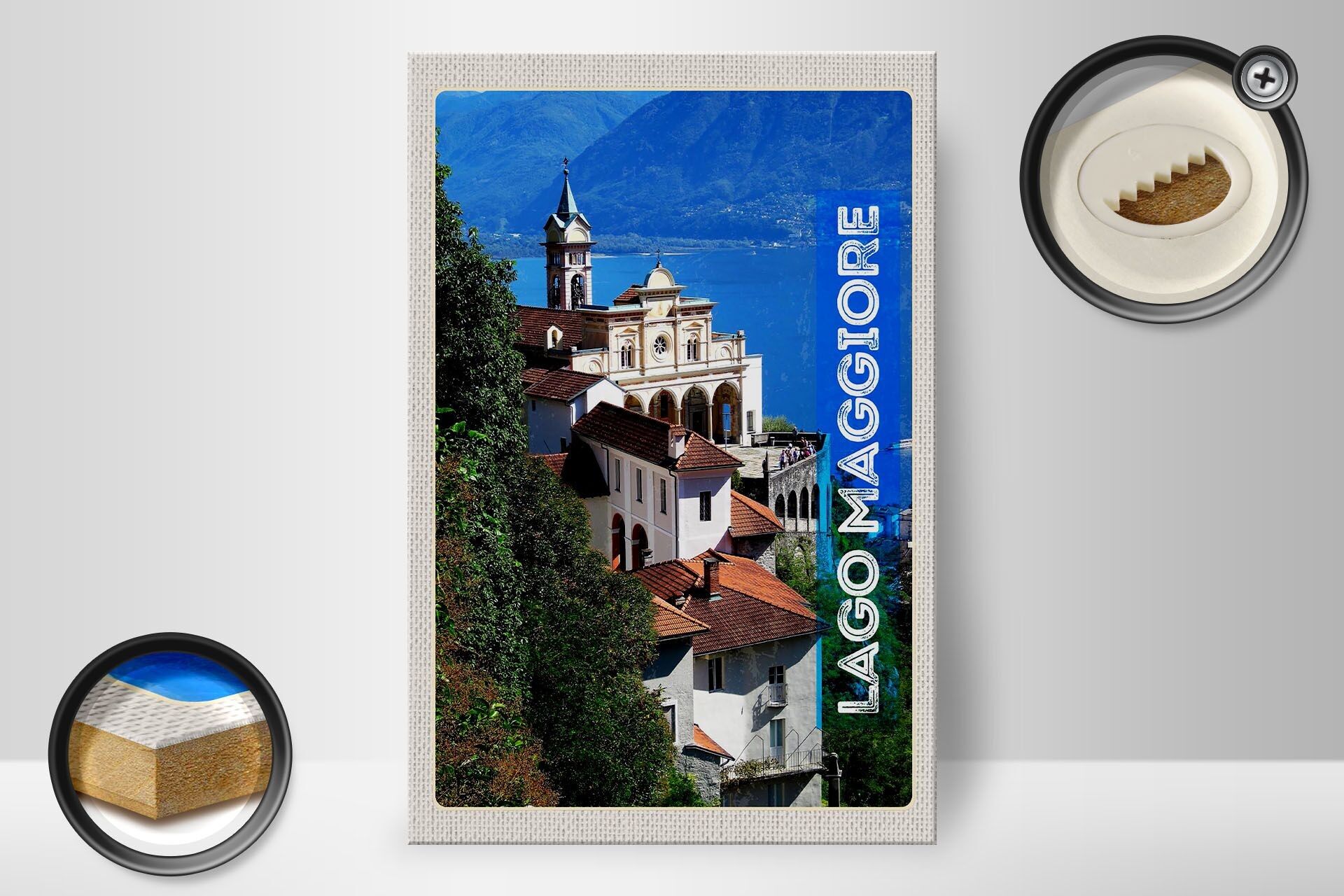 Buy wholesale Wooden sign travel 20x30cm Lago Maggiore view sea city