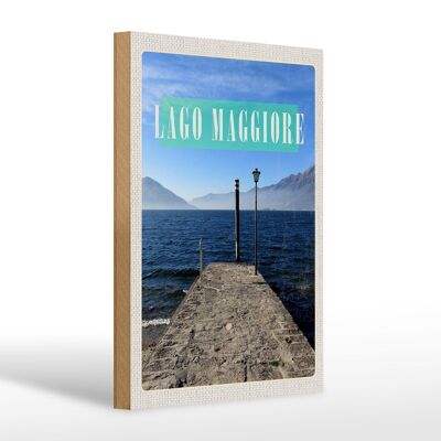 Cartello da viaggio in legno 20x30cm Lago Maggiore isola mare montagne