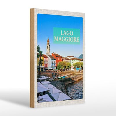 Cartello da viaggio in legno 20x30cm Lago Maggiore costruzione ombrellone da mare