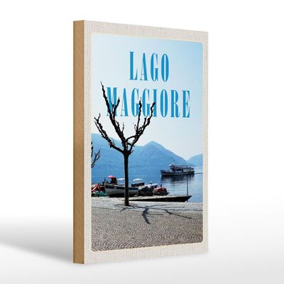Wooden sign travel 20x30cm Lago Maggiore boats ship tour sea woodensign