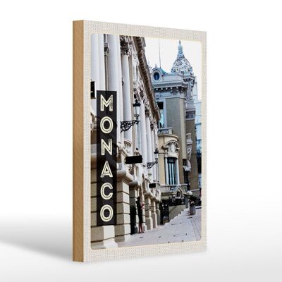 Cartello in legno da viaggio 20x30 cm Monaco Francia nave città di lusso